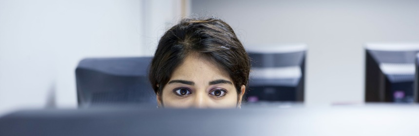 Woman looking at computer