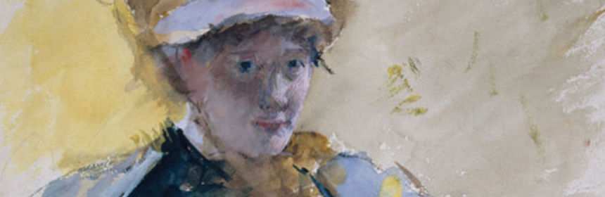 Mary Cassatt, Self-Portrait, c. 1880, gouache and watercolor over graphite on paper [cropped from original]