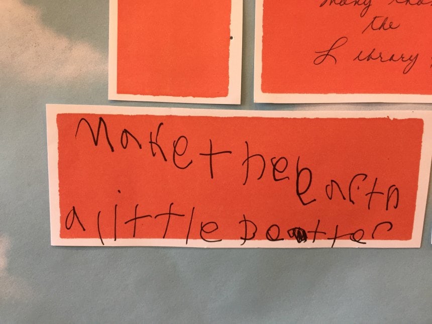 Child's handwriting: Make the earth a little better