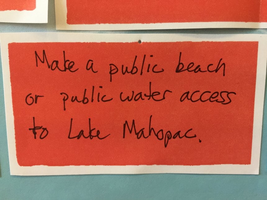 Make a public beach or public water access to Lake Mahopac.