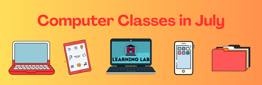 Slider image promoting computer classes in July