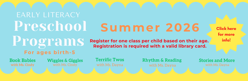 Image for Early Literacy Summer 2026 programming at MPL