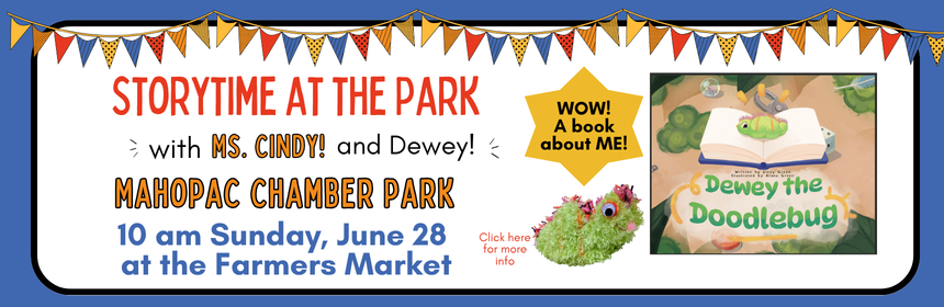 Slider promoting the Park Storytime with Dewey event