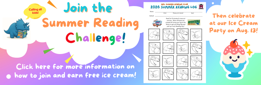 A slider promoting the Summer Reading Challenge