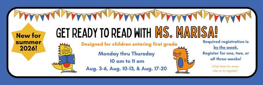 Slider image promoting Get Ready to Read with Ms. Marisa