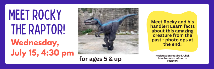 Slider Image Promoting the Rocky The Raptor event, occurring on July 15th at 4:30 pm