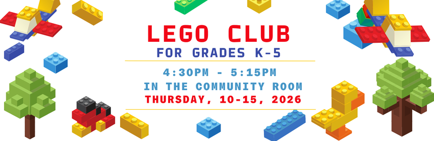 Slider promoting a lego club event occurring on October 15th