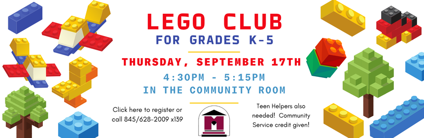 Slider promoting a lego club event occurring on September 17th